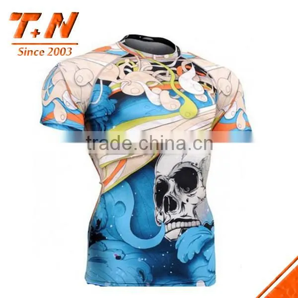 Long Sleeve Great Quality design custom Sublimation MMA Rash Guards with high stretch lycra spandex UV 50+ protection