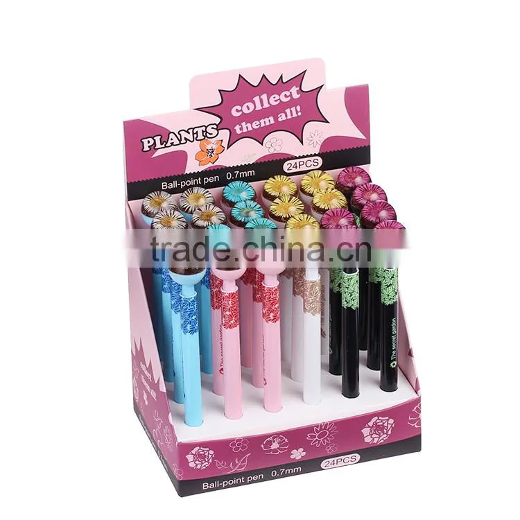 Flower Ball Pen ballpoint pen with resin button for office suppliers