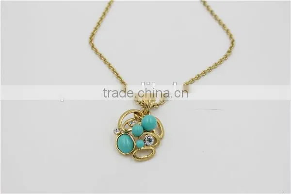 Luxury jewelry set gold chain green pendant necklace fashion necklace earring