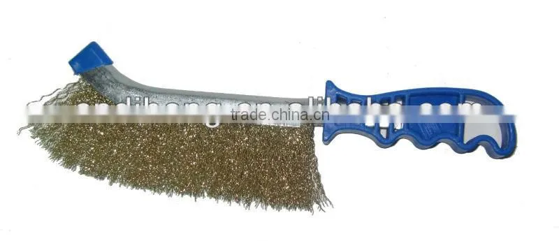 scratch hand brush with plastic,manual latonado mango plastico