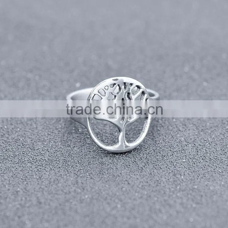 LIFE TREE Famliy Plain Silver Stainless Steel Round Signet Ring