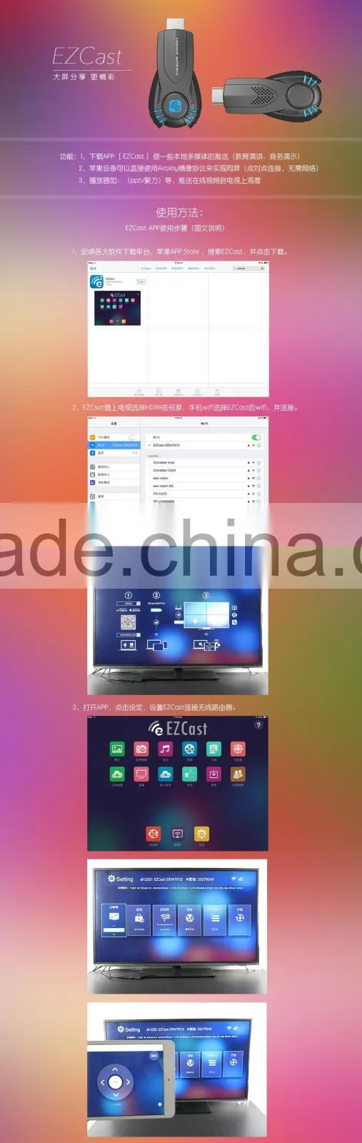 Vensmile V52A EzCast Miracast Dongle TV stick DLNA Miracast Airplay MirrorOP better than chromecast TV stick