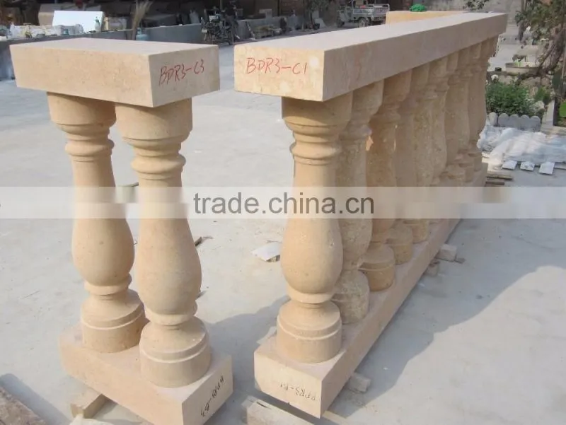 Beige marble balustrades and handrails for sale