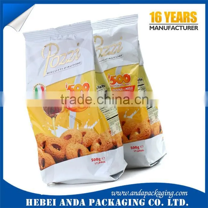 Custom cookie palstic packaging, cookie wrapper pouch biscuits packaging with clear window
