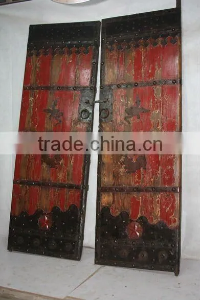 Chinese Antique Shanxi Soild Wood Big Red Garden Door