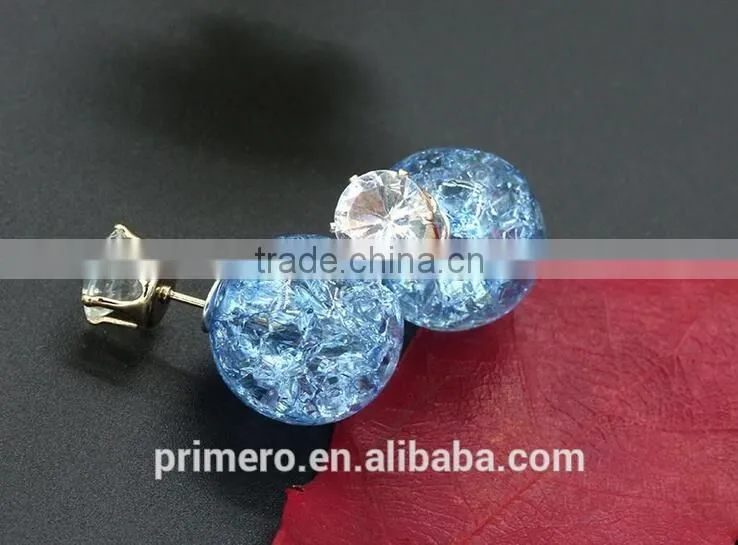 Fashion Brand Jewelry Double Side Pearl Stud Earrings Beads Statement Earrings