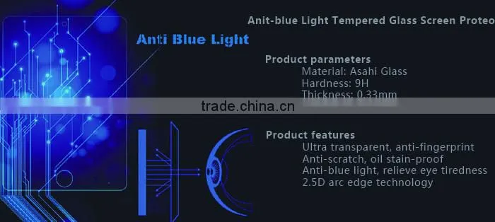 New arrival!Anti-blue light tempered glass screen protector for iphone 6, 0.2mm/0.3mm mobile phone blue film glass for iphone 6s