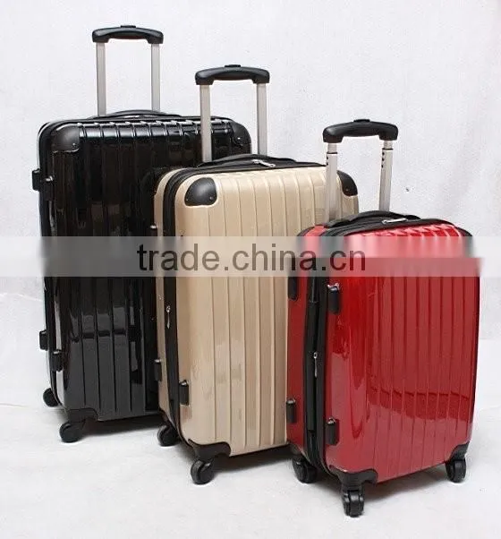 stock ABS+PC 3pcs spinner wheeled trolley luggage set closeout suitcase