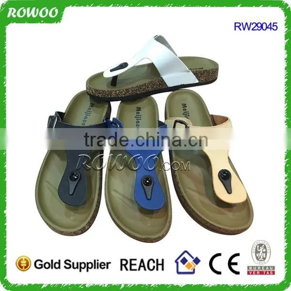 Hot sale PU Flip Flops Style cork wood slipper