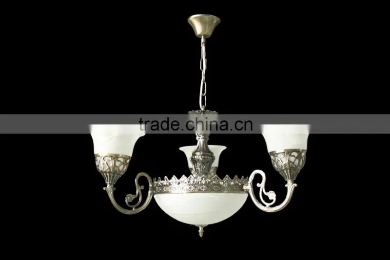 Traditional handmade flower glass ball and metal chandelier lighting