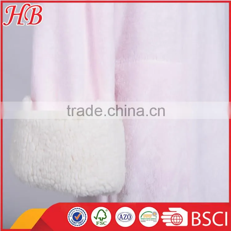 high quality flannel fleece zip bathrobe