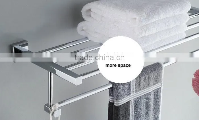 Chromed Polished square wall stainless steel bathroom towel rack Bathroom Accessories Towel Bars hanging towel shelf