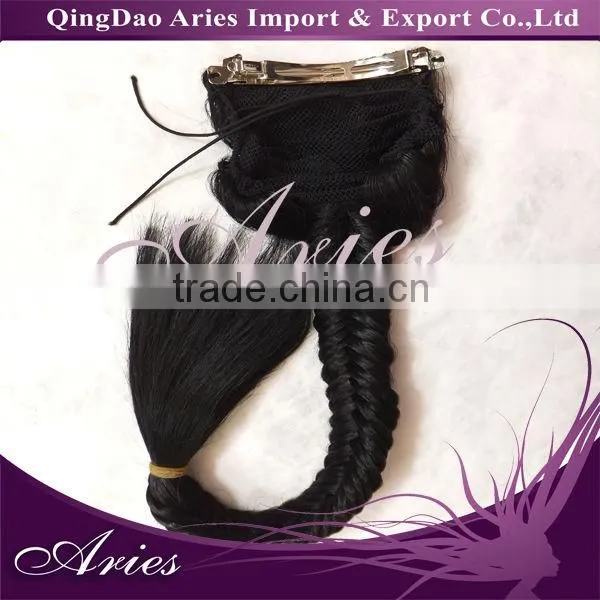 Cheap Natural Wavy Hair 100% Remy Human Hair Drawstring Ponytail