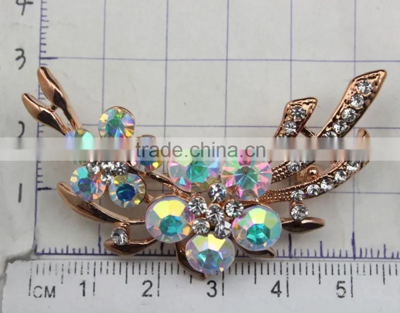 Wedding Bouquet Ab Color Rhinestone Flower Brooch,Color Rhinestone Brooch Pin For Garment Embellishment