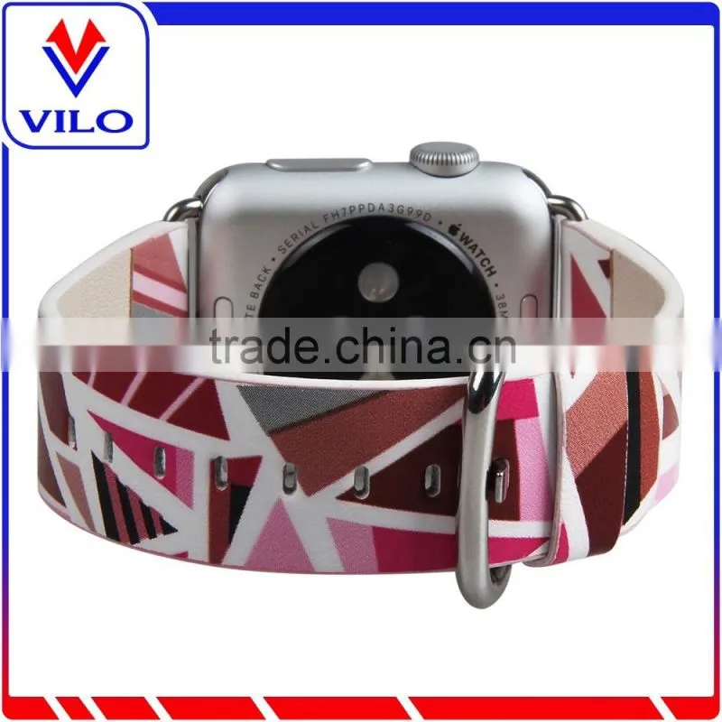 OEM Pattern Genuine Leather Replacement Watch Band Wrist Strap For Apple Watch Leather Band