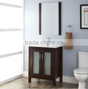 Simple European Solid Wood Bathroom Cabinet With Marble Countertop