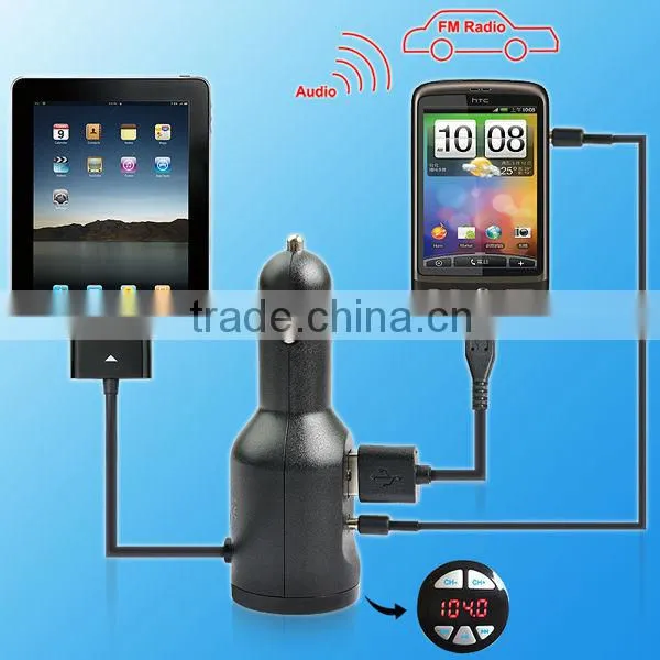 5v 1a FM music Transmitter car charger for iphone 4 iphone 3g&3GS/IPAD2&3