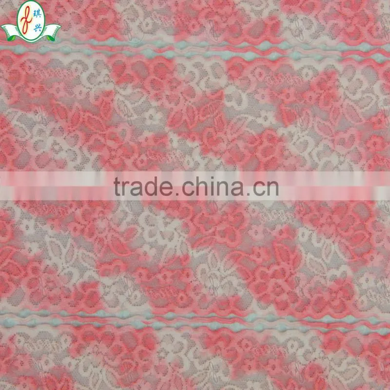 New Design Pink Flower Nylon Lace Sequin Embroidery Fabric/Strech Guipure Lace Fabric
