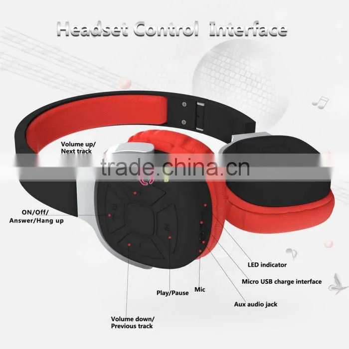 2016 Top Sales Sport Foldable Wireless Portable Bluetooth Headphone Wireless Bluetooth Headset Earphone Headphone
