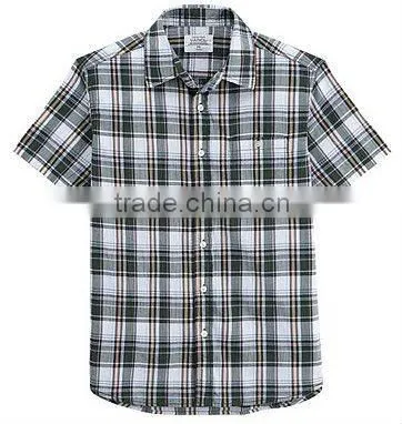 2012 Men's Iron Free Cotton Plaid Short Sleeve Shirts