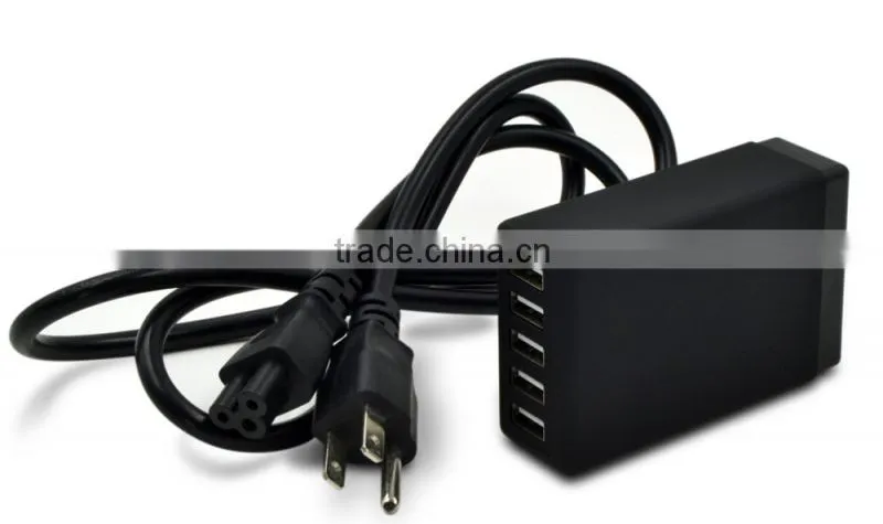 UV Paint 5V4.1A 5 Port Multiple USB Intelligent Charger Multi Travel Power Adapter for USB-Charged Devices(Black)