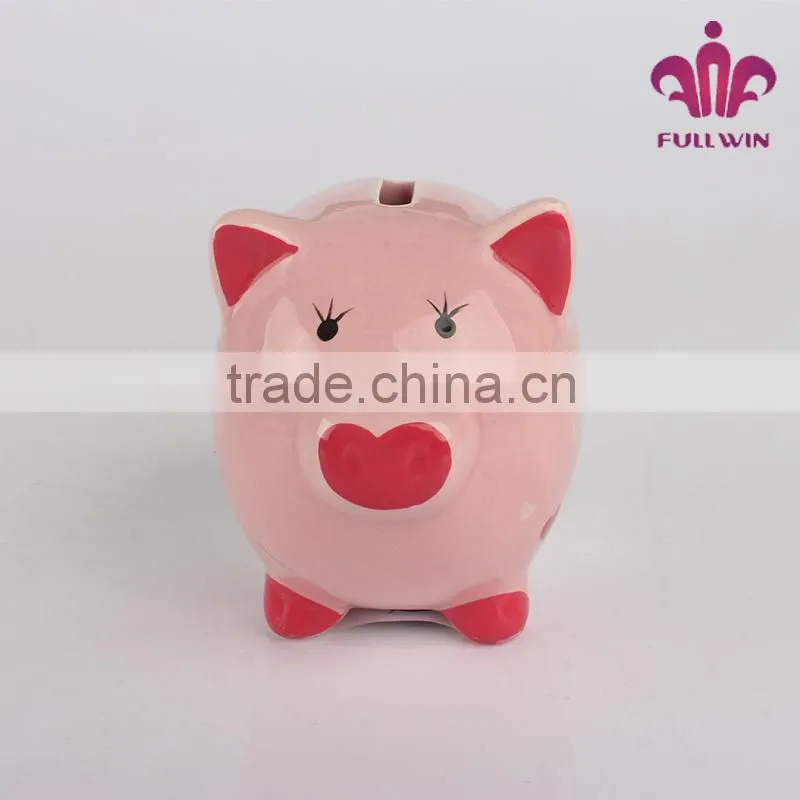 clay piggy bank pink pig piggy bank unopenable piggy bank