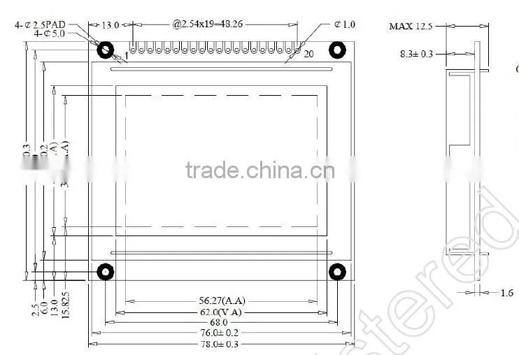 COB 12864 lcd module, 128X64 lcd screen display with RA6963C/T6963C/UCi6963 or EQV