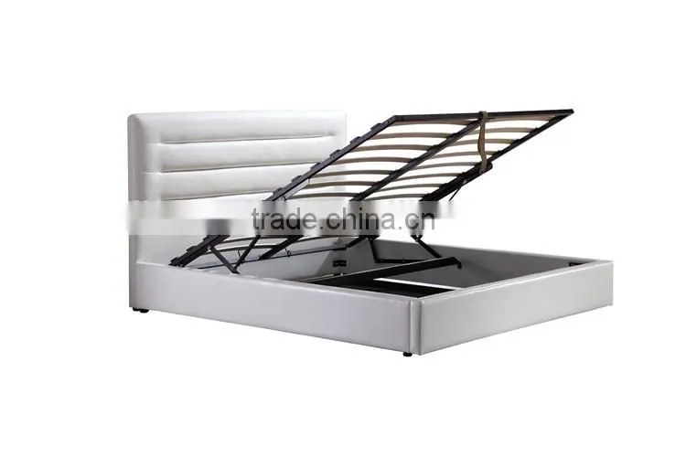 Leather Pu Faux gas lift Storage Bed