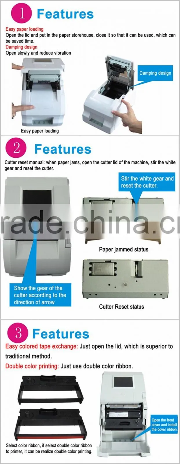 Impact Dot Matrix Printer 9 pins 400dot/line Dot density 5 line/sec Printing Speed IDMP003