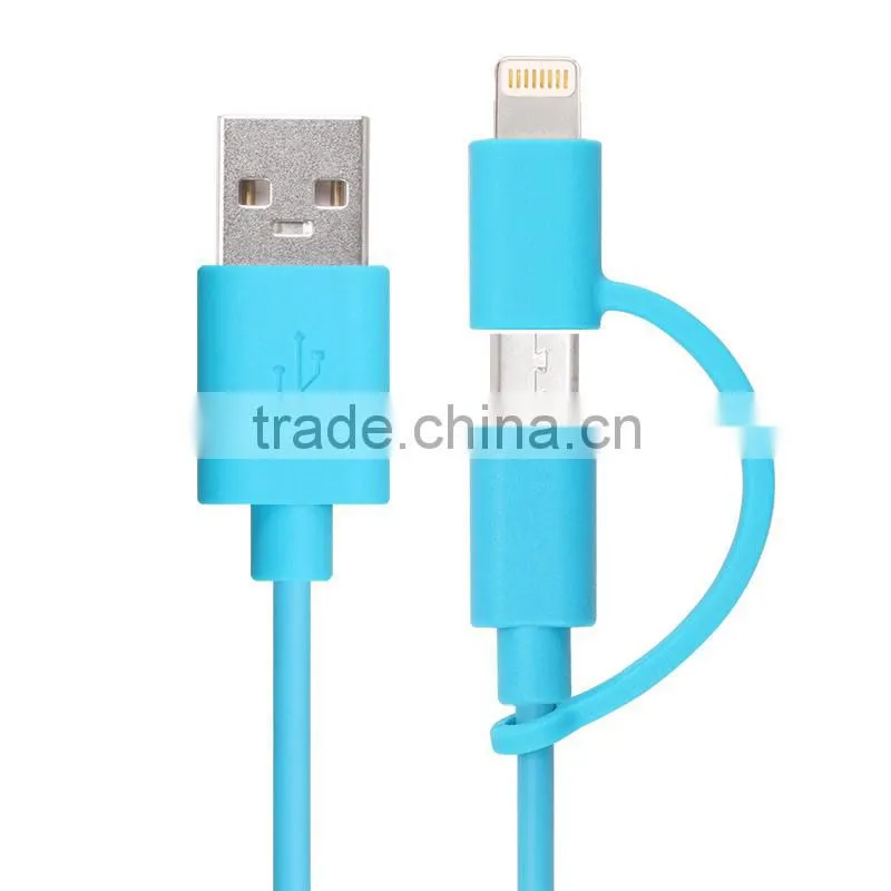 MFi certified 8 pin and micro 2 in 1 dual style cord