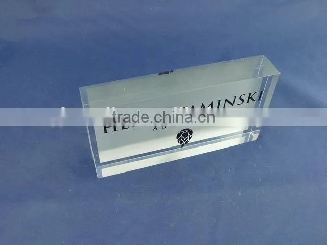 High quality solid acrylic block, crystal glass block with logo