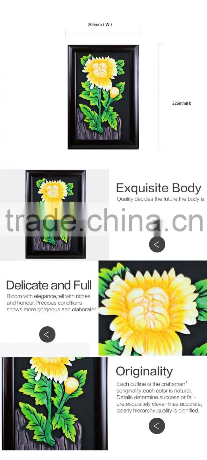 Beautiful chrysanthemum flower hand made wooden picture frame