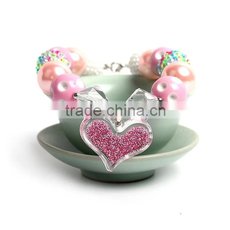 top quality wholesale price colored crystal ruby heart fashion jewelry necklaces for girl
