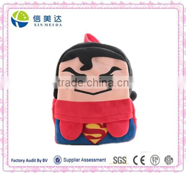 Hot sell Two styles Superman Cartoon soft plush backpack bag