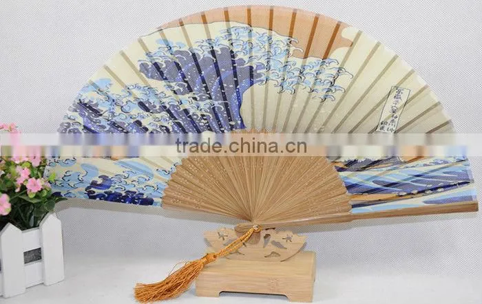 high quality silk bamboo fan ,business gift item,Japanese fan