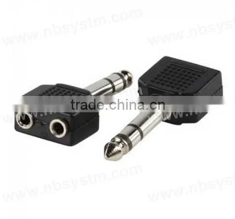 6.35mm stereo plug to 2x 3.5mm stereo,mono jack adapter
