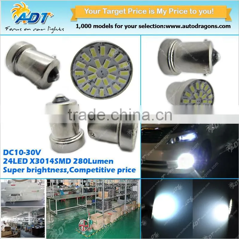 2015 hot sell 1156 24W car led bulb 3014 smd BA15S car led bulb