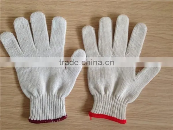 nature white cotton glove ,thin gloves ,cotton liner industry gloves