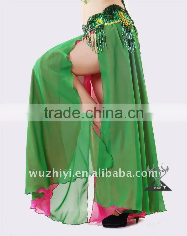 Wholesale new hot selling sexy chiffon bellydance skirts, women's long chiffon belly dance skirts (QC1033)
