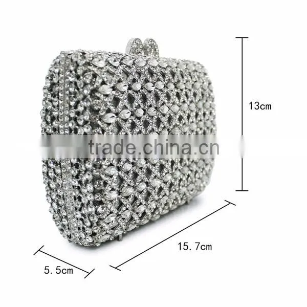 silver clutch evening bag bridal wedding handbags fancy ladies purse (88164A-S)