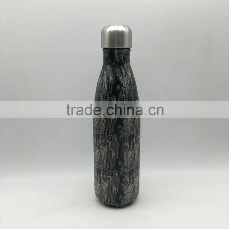 500ml Stainless steel bottle insulated bottle/ vacuum water drinking bottle leaf air transfer