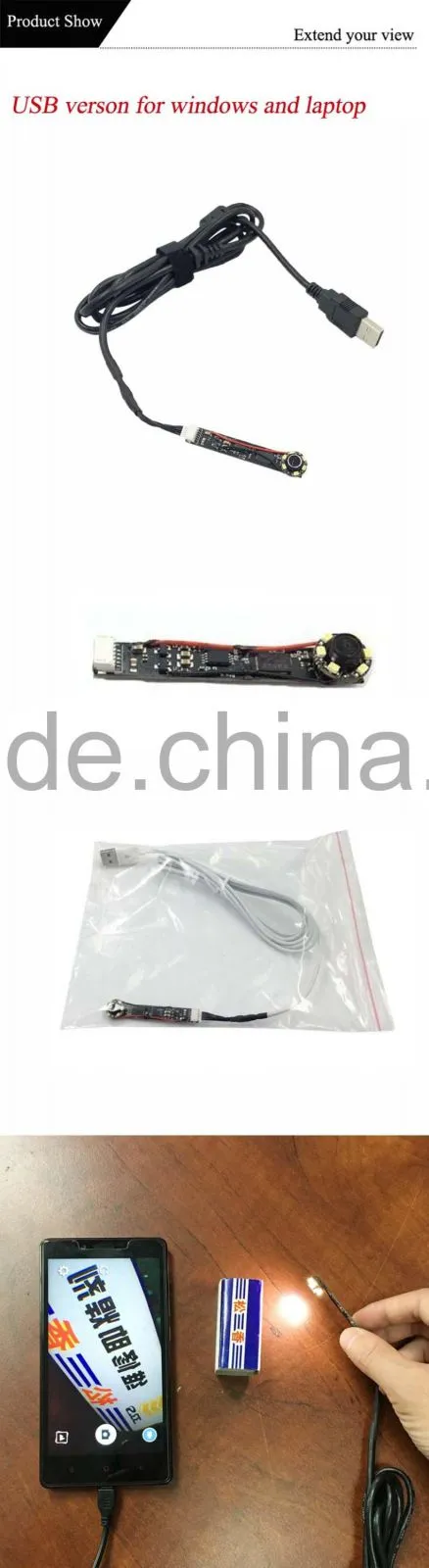 1280*800 resolution 1/4 CMOS Sensor 12mm USB Borescope Camera Module