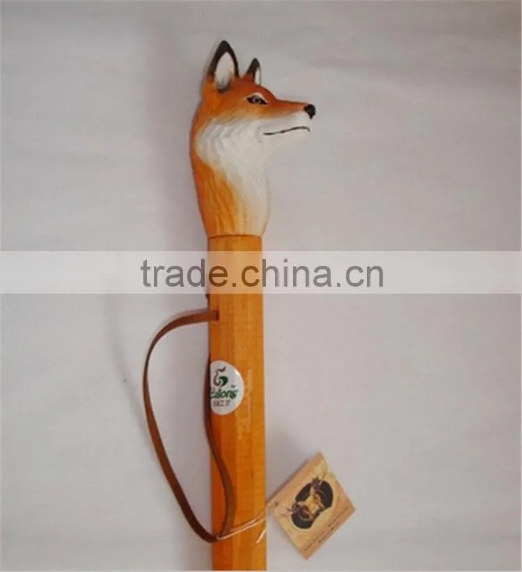 Animal figure carved wooden cane,gift wooden walking cane