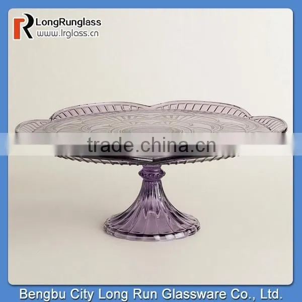 LongRun Top Selling Blue Glass Marcella Cake Stands Unique Design Glassware with OEM Design