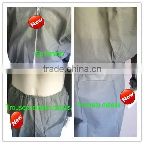 Disposable SMS Coveralls(Coats+ Trousers)With Hood, Elastic Wrists and Ankles