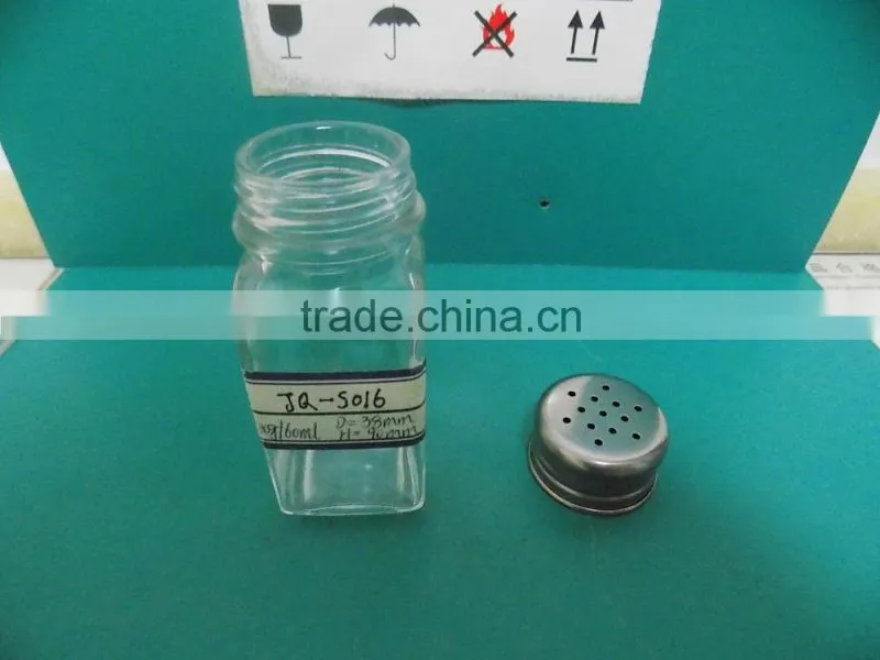60ml salt/pepper shaker glass bottles square shape