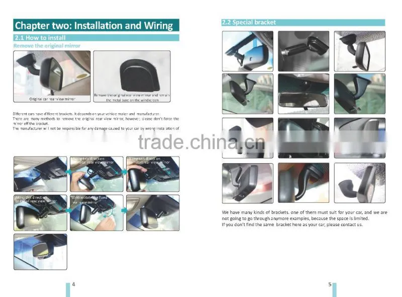 Car Multiple Display Mirror Monitor Dual 4.3 Inches LCD Screen Rearview Car Mirror with Camera