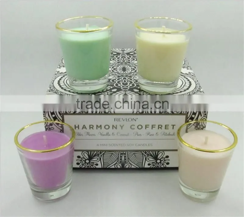 Rectangular luxury customized logo cardboard printed box for 4 candles with insert holder,candle packaging box