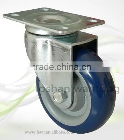 5 Inch Black Metal Plate Industrial Fixed Polyurethane Caster Wheel