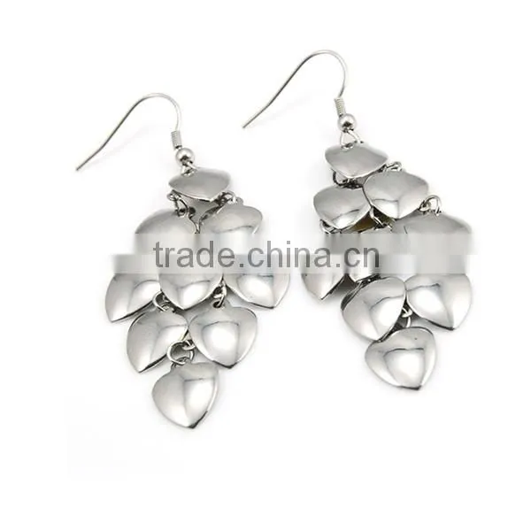 2017 Latest Stainless Steel Siver Multilayer Heart Charm Earring Pendant Jewelry